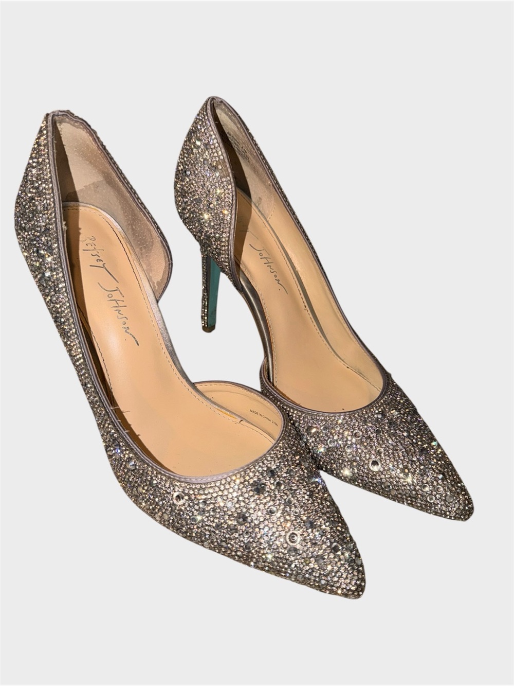 Betsey JohnsonCrystal Embellished Pointed Toe Pumps - silver